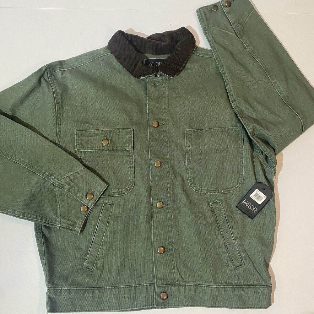 VALOR Collective -  Green Denim Utility Work Barn Jacket - Size Med - NWT NEW!